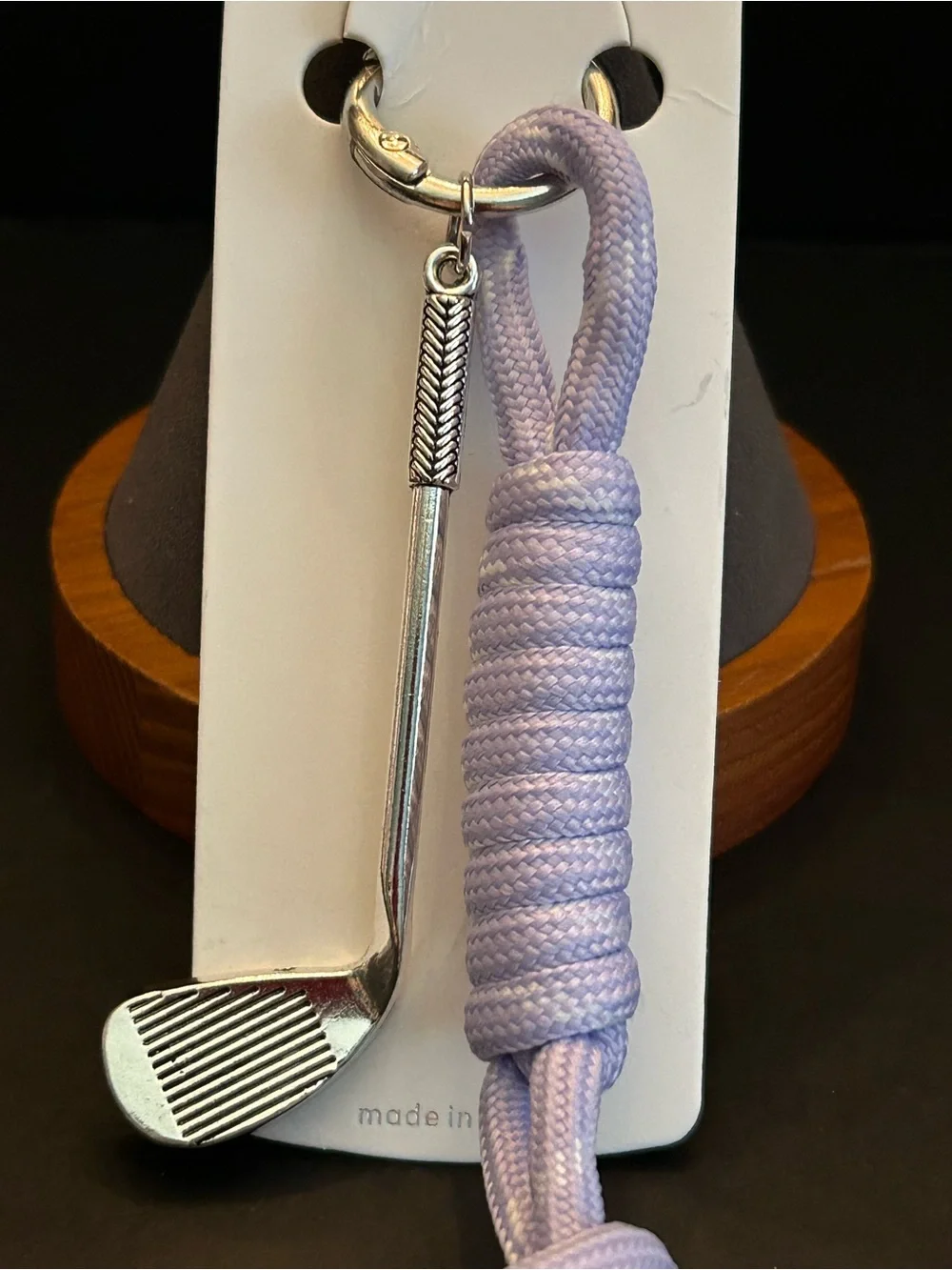 Mint Assorted Color Silver Golf Club Bag Charm Keychain w/Braided Cord